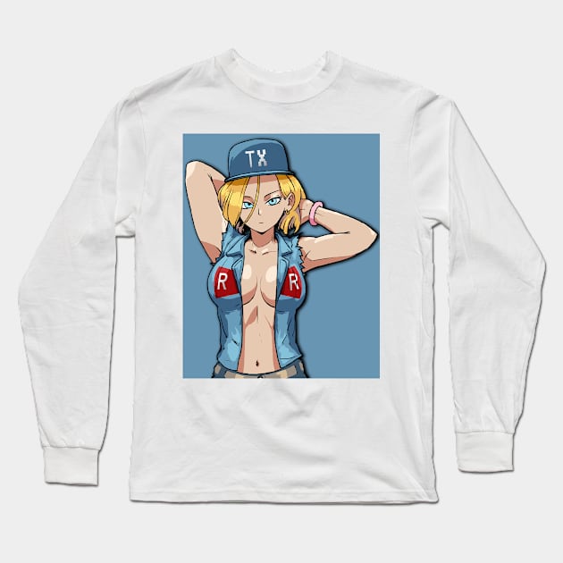 Texas Android 18 Long Sleeve T-Shirt by DTMA